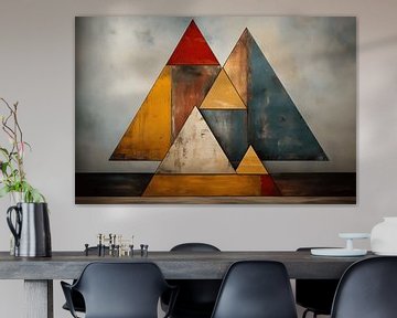 Peinture à l'huile abstraite avec des triangles sur Ton Kuijpers