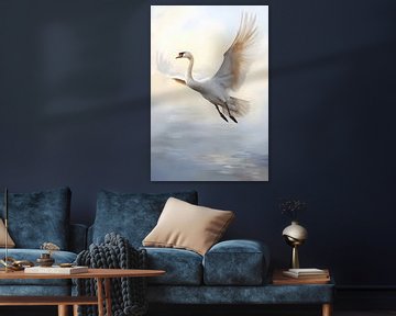 Flying Swan by the water by But First Framing