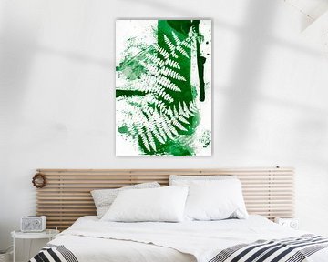 Groene abstracte varen print van Lies Praet