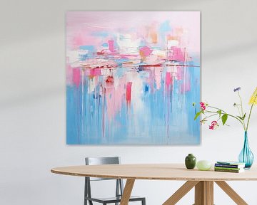 Abstract Roze Spel | Abstracte Kunst Roze van Abstract Schilderij