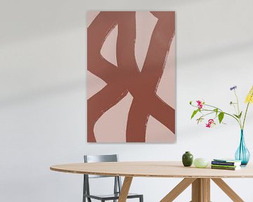 Moderne abstracte minimalistische vormen en lijnen in bruin en beige van Dina Dankers
