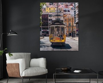 Colourful tram in Lisbon