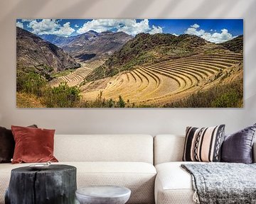 Panorama of the Inca terraces at Moray, Peru by Rietje Bulthuis
