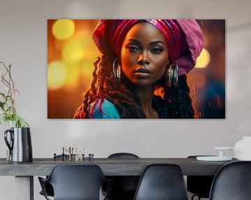 Portret van een Afrikaanse vrouw bij nacht van Animaflora PicsStock