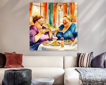 2 gezellige dames eten in een restaurant van De gezellige Dames