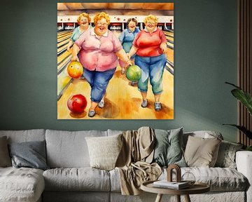 4 gezellige dames aan het bowlen van De gezellige Dames