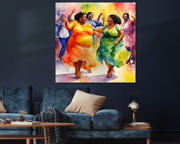 2 sociable ladies dancing in the disco by De gezellige Dames