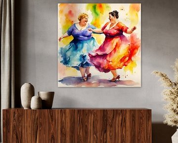 2 sociable ladies dancing by De gezellige Dames