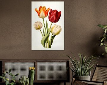 Tulipes colorées en fleurs sur But First Framing