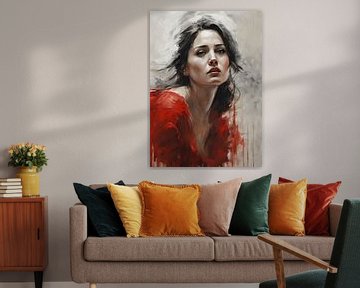 La dame en rouge 2 sur Wall Art Wonderland