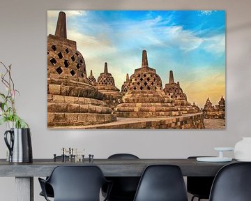 Stupas on the Borobudur by Eduard Lamping