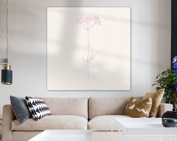 Dessin botanique romantique en rose néon sur fond blanc. 8 sur Dina Dankers