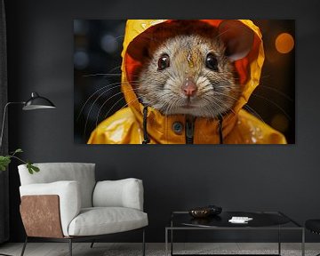 Kleine Maus mit gelber Regenjacke von Animaflora PicsStock