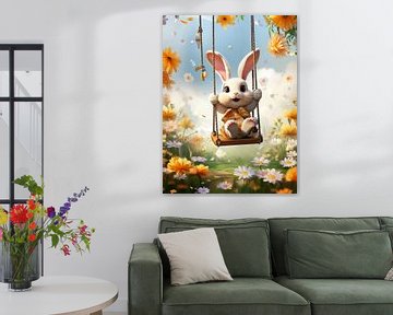 Lapin joyeux pour chambre d'enfant sur PixelPrestige