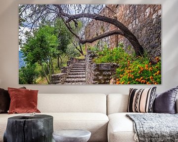 Überhängender Baum in der Nähe einer griechischen Ruine. von Jaap Bosma Fotografie