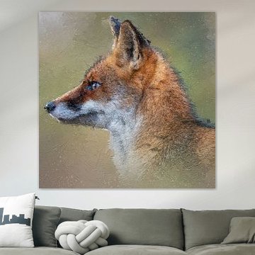 Schönes Porträt eines Fuchses in der Natur. Wie ein Gemälde durch den aufgetragenen Ölfarbeffekt.