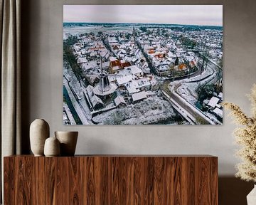 Luftbild von Hattem an einem kalten Wintermorgen von Sjoerd van der Wal Fotografie
