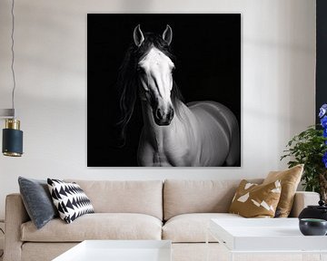 Black and white horse portrait art photography