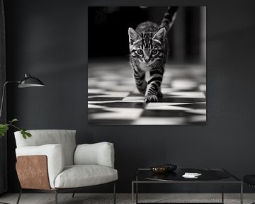 Zwart-wit huiskattenportret kunstfotografie