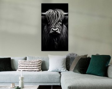 Animal portrait in black and white minimalist wildlife art