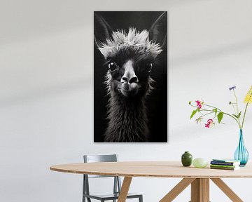 Animal portrait in black and white minimalist wildlife art