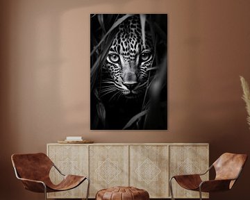 Animal portrait in black and white minimalist wildlife art