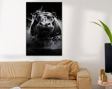 Animal portrait in black and white minimalist wildlife art