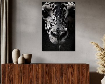 Animal portrait in black and white minimalist wildlife art