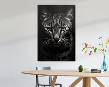 Animal portrait in black and white minimalist wildlife art