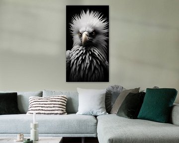 Bird portrait in black and white minimalist wildlife art