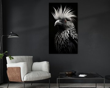 Bird portrait in black and white minimalist wildlife art