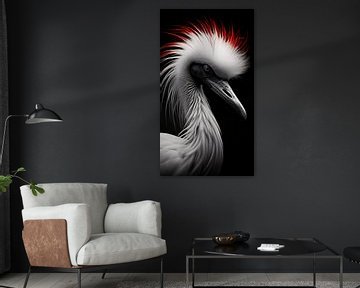 Bird portrait in black and white minimalist wildlife art