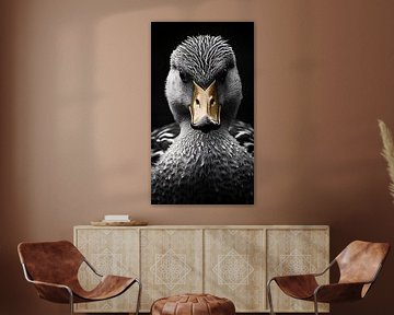 Bird portrait in black and white minimalist wildlife art