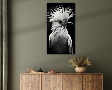 Bird portrait in black and white minimalist wildlife art