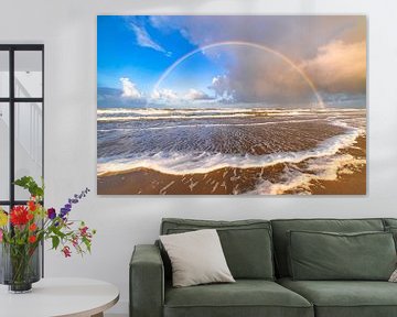 Arc-en-ciel sur la plage de Noordwijk sur Yanuschka Fotografie | Noordwijk