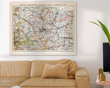 Vintage kaart Provincie Brandenburg en Saksen van Studio Wunderkammer