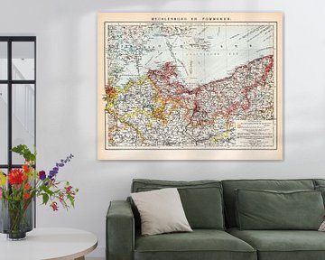 Vintage kaart Mecklenburg en Pommeren van Studio Wunderkammer