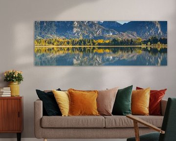 Autumn at Lake Forggensee and Neuschwanstein Castle by Walter G. Allgöwer