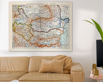 Vintage map Romania, Bulgaria and Serbia by Studio Wunderkammer