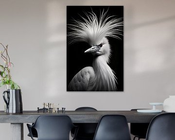 Minimalistisches Vogel Portrait in Schwarz-Weiß