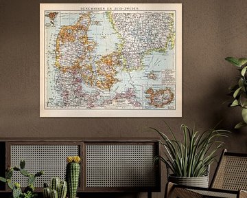 Alte Karte von Dänemark und Südschweden von Studio Wunderkammer