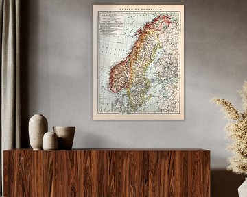 Vintage kaart Zweden en Noorwegen van Studio Wunderkammer