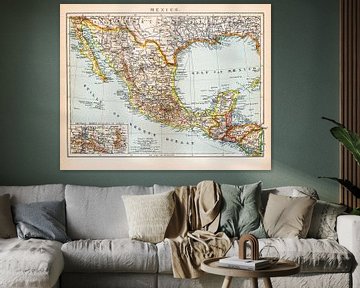 Vintage kaart Mexico van Studio Wunderkammer