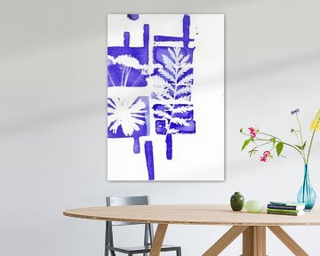 Blaue Blumen abstrakt von Lies Praet