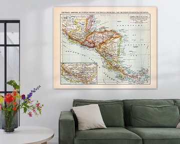 Vintage kaart Centraal Amerika van Studio Wunderkammer