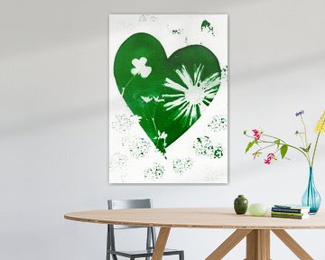 Groen hart met bloemen van Lies Praet