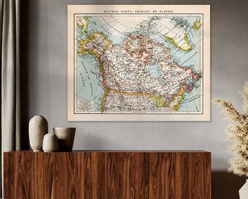 Vintage kaart Brits Noord Amerika en Alaska van Studio Wunderkammer