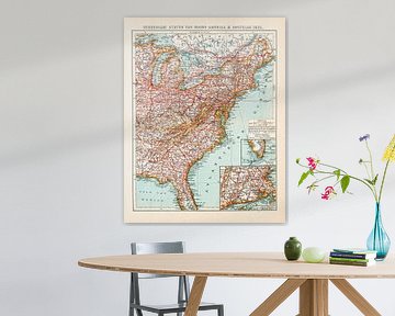 Vintage map United States of North America 3 East by Studio Wunderkammer