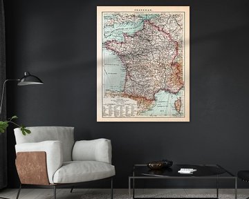 Vintage kaart Frankrijk van Studio Wunderkammer