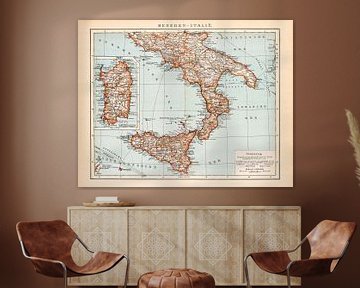 Vintage map Southern Italy by Studio Wunderkammer